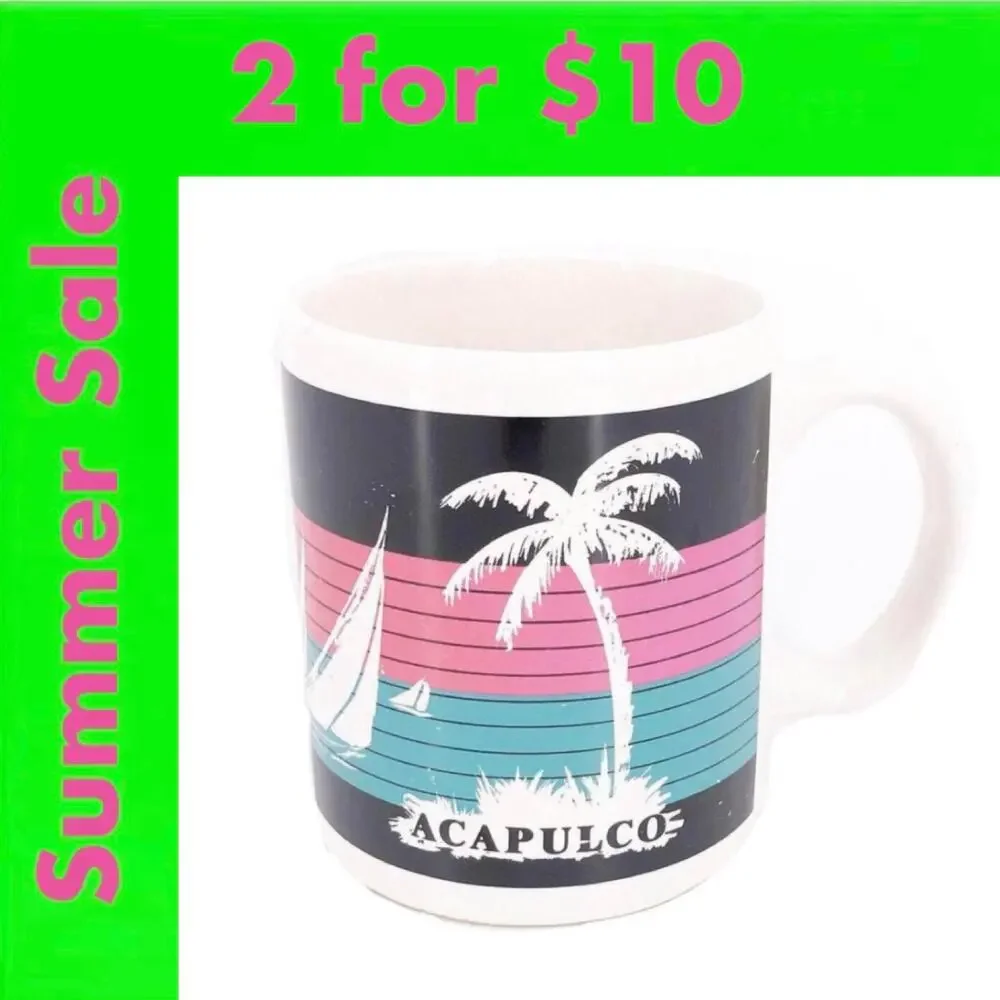 80s Acapulco souvenir coffee mug 1980s vintage SALE